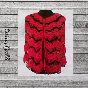 4 Hand Made Vintage Crochet Shawl black red